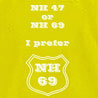 NH 47 Or NH 69 - Slogan Printed T - shirt for Men